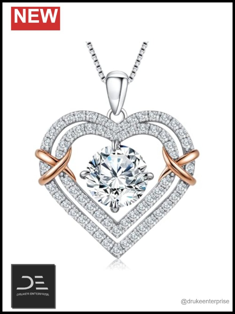 Moissanite Heart Pendant Necklace 925 Sterling Silver for Women Gift Idea